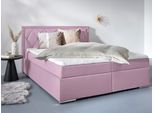 Boxbett HOME AFFAIRE "Alfie, wahlweise mit Bettkasten", rosa (rose), L:206cm, Bezug Bett: Samtvelours (100% Polyester), Bezug der Spiegelfläche Matratzendrell aus 100% Polyester. Topperbezug abnehmbar und waschbar bis 30º C, aus 100% Polyester, Komplettbetten, Boxbett, mit Straßsteinen im Kopfteil, H2, H3 und H4 wählbar