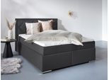 Boxbett HOME AFFAIRE "Alfie, wahlweise mit Bettkasten", schwarz, L:206cm, Bezug Bett: Samtvelours (100% Polyester), Bezug der Spiegelfläche Matratzendrell aus 100% Polyester. Topperbezug abnehmbar und waschbar bis 30º C, aus 100% Polyester, Komplettbetten, Boxbett, mit Straßsteinen im Kopfteil, H2, H3 und H4 wählbar