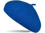 Baskenmütze STYLEBREAKER "Feinstrick Baskenmütze mit Flechtmuster", Damen, blau (royalblau), Obermaterial: 100% Polyacryl PAN., Modisch, Mützen Baskenmütze