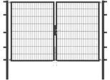 Zaundoppeltür ALBERTS "Flexo", grau (anthrazit), B:250cm H:160cm, Stahl, Tore, Zaundoppeltür, 250 cm Breite, in versch. Höhen