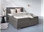 Boxbett HOME AFFAIRE "ALFIE, Polsterbett wahlweise mit Bettkasten, Samtvelours-Bezug", grau (anthrazit), L:206cm, Bezug Bett: Samtvelours (100% Polyester), Bezug der Spiegelfläche Matratzendrell aus 100% Polyester. Topperbezug abnehmbar und waschbar bis 30º C, aus 100% Polyester, Komplettbetten, Boxbett, mit Bonnell-oder Taschenfederkernmatratze H2,H3, H4, 120/140/180x200cm