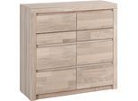 Kommode OTTO HOME "Silkeborg Fronten & Leisten aus Massivholz, Kospus aus Melamin", braun (eiche weiß gekalkt teilmassiv), Holzwerkstoff eichefarben weiß gekalkt (Korpsu) / Massivholz Eiche weiß gekalkt (Front), Holz teilmassiv, Sideboards, Kommode, B/T/H: 90/35/85 cm. 2Schubladen & 2geschlossenen Fächern. Stauraum