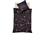 Wendebettwäsche FLEURESSE "Bed Art 4121", schwarz (nachtschwarz), B/L: 155cm x 200cm, 1 Stk., 1 Stk., Mako-Satin, B/L: 80cm x 80cm, 2 Stk., Mako-Satin, Obermaterial: 100% Baumwolle, Bettwäsche, Wendebettwäsche, Mako Satin, Baumwolle, in Gr. 135x200, 155x220, 200x200cm