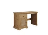 Schreibtisch OTTO HOME "Ayanna", beige (natur, natur, natur), B:130cm H:76cm T:50cm, Tische, Schreibtisch, Massivholz, mit Schublade und Tür, Lamellenfront, Breite 130 cm