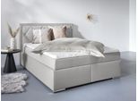 Boxbett HOME AFFAIRE "Alfie, wahlweise mit Bettkasten", grau (hellgrau), L:206cm, Bezug Bett: Samtvelours (100% Polyester), Bezug der Spiegelfläche Matratzendrell aus 100% Polyester. Topperbezug abnehmbar und waschbar bis 30º C, aus 100% Polyester, Komplettbetten, Boxspringbett, mit Straßsteinen im Kopfteil, H2, H3 und H4 wählbar, Topseller