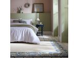 Teppich FLAIR RUGS "MYLA FLORAL FRAME", blau, B:160cm H:8mm L:230cm, Baumwolle, Wolle, Teppiche, Teppich, mit floralem Rahmen