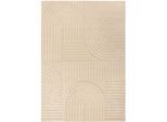 Teppich FLAIR RUGS "ZEN GARDEN", beige (natur), B:160cm H:14mm L:230cm, Wolle, Teppiche, Teppich, 100% Wolle, Hoch-Tief-Effekt, auch als Läufer und in Rund erhältlich