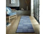 Teppich FLAIR RUGS "CHECKERBOARD", blau, B:160cm H:10mm L:230cm, Wolle, Teppiche, Teppich, Hoch-Tief-Effekt, Wohnzimmer, Schlafzimmer