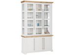 Vitrine OTTO HOME "Melissa", weiß (weiß, honig), B:132cm H:210cm T:39cm, Massivholz, Schränke, Vitrine, aus massiver Kiefer, FSC zertifiziert, Breite 132 cm