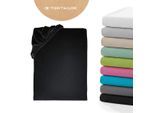 Spannbettlaken TOM TAILOR HOME "Tom Tailor Jersey", schwarz, B:140cm L:200cm, Jersey, Obermaterial: 100% Baumwolle, Bettlaken, Spannbettlaken, ab Größe 90x200 cm, Laken in hochwertiger Jersey Qualität