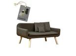 Rohrschneider Hundesofa für mittlere Hunde, abwaschbares Kunstleder taupe