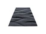 Ayyildiz , Schwarz , Textil , Wellen , rechteckig , 200x290 cm , Oeko-Tex® Standard 100 , für Fußbodenheizung geeignet, schmutzabweisend, für Hausstauballergiker geeignet, lichtunempfindlich, antistatisch, pflegeleicht, strapazierfähig, leicht zusammenrollbar , Teppiche & Böden, Teppiche, Webteppiche