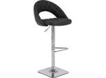 , Schwarz , Metall, Textil , 55x89-110x53 cm , Esszimmer, Barmöbel, Barhocker