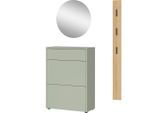 Livetastic , Grün, Eichefarben , Glas, Holzwerkstoff , 100x200x34 cm , Made in Germany ,