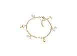 Bettelarmband ELLI "Kreuz Herz Anker Kristalle Silber" Gr. 19, gold (gold, weiß), Armbänder, Damen, 19cm,mit Steinen, Silber 925 (Sterlingsilber), Bettelarmband