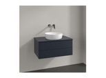 Villeroy und Boch Antao Waschtisch-Unterschrank L19050HG mit Beleuchtung, 2 Auszüge, 800 x 360 x 500 mm, Front ohne Struktur, Midnight Blue Matt Lacquer / Midnight Blue Matt Lacquer