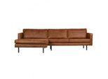 Livetastic , Cognac , Textil, Leder , Echtleder , Rindleder , Ottomane links, L-Form , 300x155 cm , Made in EU , Armteil links, Armteil rechts , Wohnzimmer, Sofas & Couches, Wohnlandschaften, Ecksofas