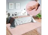 Teppich MERINOS "Loft 37, Kunstfellteppich", rosa (blush), B:60cm H:16mm L:110cm, Polyester, Teppiche, Teppich, weich und kuschelig, Fell Haptik, Anti-Rutsch-Unterseite