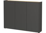Schuhschrank GERMANIA "GW-Libbiano", grau (graphit, navarra, eiche, nachbildung), B:138cm H:105cm T:25cm, Holzwerkstoff, Schränke, Schuhschrank, ideal für schmale Flure, Breite 138 cm, in 3 verschiedenen Höhen