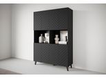 Highboard HOME AFFAIRE "Phuket, Front MDF", schwarz (graphite schwarz matt, graphite schwarz matt mdf), B:120cm H:168cm T:39cm, Sideboards, Highboard, Moderne Hochkommode ohne Griffe mit 10 Fächern, Breite 120 cm