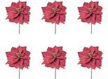 Winterliche Kunstpflanze CREATIV GREEN "Weihnachtsdeko rot", rot (bordeaux), B:15cm H:56cm T:15cm, Polyester, Kunstpflanzen, mit goldfarbenfarbenem Blütenkelch, 6er-Set