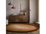 Teppich FLAIR RUGS "PUDDLE OMBRE WOOL", braun, B:200cm H:11mm L:290cm, Wolle, Teppiche, Teppich, Wollteppich in Pfützenform