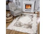 Teppich SANAT "Harmony 3205, auch als Läufer und rund" Gr. 31, beige, B:80cm H:12mm L:300cm, Kunstfaser, Teppiche, Teppich, Wohnzimmer, Kurzflor, modern, Orient Optik, Schlafzimmer