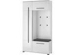 Kompaktgarderobe HOME AFFAIRE "Cantara Flurgarderobe, modern, 2 Farben, 111 cm breit", weiß, B:111cm H:201cm T:39cm, FSC-zertifizierter Holzwerkstoff, Schränke, Kompaktgarderobe, unterschiedliche Stauraummöglichkeiten, inkl. Sitzkissen