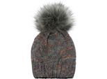 Bommelmütze STYLEBREAKER "Bunt gemusterte Bommelmütze mit Glitzerfaden", Damen, grau, 67% Polyacryl PAN. 15% Polyester PES. 18% Wolle WO. Futter: 100% Polyester PES., Modisch, Mützen Bommelmütze