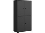 Schuhschrank HOME AFFAIRE "Schuhkommode Dino", schwarz (graphite schwarz matt), B:70cm H:131cm T:33cm, FSC-zertifizierter Holzwerkstoff, Schränke, Schuhschrank, Stauraum mit 4 Türen und verstellbaren Einlegeböden, Breite 70 cm