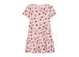 Jerseykleid S.OLIVER JUNIOR, Mädchen, Gr. 134, N-Gr, rosa (light rose), Jersey, Obermaterial: 95% Baumwolle, 5% Elasthan, geblümt, gemustert, bequem kniefrei, Rundhals, Puffärmel, Kleider Jerseykleid, Stufenkleid mit All-Over-Print