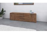 Sideboard BORCHARDT MÖBEL "Tom, Kommode Breite 200cm, hängend oder stehend mit Metallgriffen", braun (vintage eiche), B:200cm H:53cm T:35cm, Spanplatte, Sideboards, Sideboard, 2 Türen 3 Schubkästen, verstellbare Einlegeböden