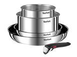 Topf-Set TEFAL "Ingenio Emotion", silber (edelstahlfarben), B:33,1cm H:14,8cm L:33,1cm, Töpfe, Topf-Set, abnehmbarer Griff, Antihaftversiegelung, Thermo-Signal, Induktion