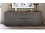 Sideboard BORCHARDT MÖBEL "Tom, moderne Kommode mit Metallgriffen, 200cm breit", grau (eichefarbenvintage, graphit), B:200cm H:72cm T:35cm, Spanplatte, Sideboards, Sideboard, 2 Türen, 3 Schubfächer, Metallgriffe anthrazit
