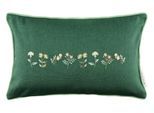 Kissenbezug TOM TAILOR HOME "Meadow", dunkelgrün, B:50cm H:1cm L:30cm, Polyester, Baumwolle, Polyester, Kissenbezüge, Kissenbezug, Blickfang mit Blumenstickerei