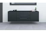 Sideboard BORCHARDT MÖBEL "Tom, Kommode Breite 166cm, hängend oder stehend mit Metallgriffen", schwarz (schwarz matt pe), B:166cm H:53cm T:35cm, Spanplatte, Sideboards, Sideboard, 2 Türen 3 Schubkästen, verstellbare Einlegeböden