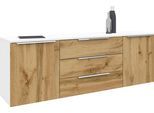 Sideboard BORCHARDT MÖBEL "Oliva, hängend oder stehend mit Metallgriffen", weiß (weiß matt, wotan eiche), B:166cm H:53cm T:35cm, Spanplatte, Sideboards, Sideboard, Breite 166 oder 200cm, 2 Türen 3 Schubfächer