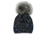 Bommelmütze STYLEBREAKER "Bunt gemusterte Bommelmütze mit Glitzerfaden", Damen, schwarz, 67% Polyacryl PAN. 15% Polyester PES. 18% Wolle WO. Futter: 100% Polyester PES., Modisch, Mützen Bommelmütze