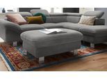 Hocker COTTA "Driver", grau (stone), B:101cm H:46cm T:65cm, Struktur (100% Polyester);Chenille (90% Polyester, 10% Polyamid), Hocker, Hocker, mit edlen Metallfüßen