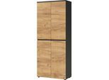Aktenschrank GERMANIA "Lissabon", grau (graphit, navarra, eiche, nachbildung), B:80cm H:197cm T:40cm, Holzwerkstoff, Schränke, Aktenschrank, mit verstellbaren Einlegeböden und grifflosem Design, Topseller