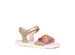 Sandale GEOX "J SANDAL JOYFOOT GIR", Mädchen, Gr. 32, goldfarben, pink, Lederimitat, Schuhe Sandale, Sandale mit Fersenriemen, Größenschablone zum Download