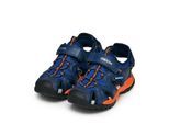 Sandale GEOX "J BOREALIS BOY", Mädchen, Gr. 37, blau, orange, Lederimitat, Textil, Mesh, Basic, Schuhe Sandale, Kinderschuh mit Zehenschutz, Größenschablone zum Download