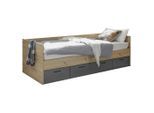 Boxxx Bett, Graphit, Eiche Artisan, 90x200 cm, Kinderzimmer & Jugendzimmer, Kindermöbel, Kinderbetten, Kindereinzelbetten