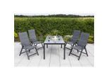 Gardenson Gartenklappsessel Taviano, Graphit, Metall, Textil, Uni, 59x109x73 cm, klappbar, inklusive Armlehnen, Gartenmöbel, Gartenstühle, Gartenklappstühle