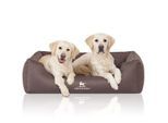 Knuffelwuff Orthopädisches Wasserabweisendes Hundebett Leon aus Velours mit Handwebcharakter braun/ grau XL