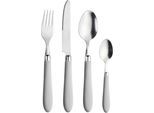 Besteck-Set PINTINOX "Daisy 0", weiß (weiß, edelstahlfarben), 24 Stk., Edelstahl 18/0, Kunststoff, Essbesteck-Sets, mit farbigem Kunststoffgriff