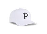 Flex Cap PUMA "Heritage P Tech Golf Cap Herren", Herren, Gr. Erwachsener, schwarz-weiß (weiß glow schwarz), Obermaterial: 98% Polyester, 2% Elasthan. Futter Vorderteil: 100% Baumwolle. Unter Schirm: 98% Polyester, 2% Elasthan, unifarben, Caps