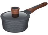 Kasserolle RESTO KITCHENWARE "Capella, Soßentopf 1,4 l, antihaftbeschichtet und spülmaschinenfest", schwarz (schwarz, matt), H:8cm L:35,5cm Ø:16cm, Töpfe, Kasserolle, mit Glasdeckel und stoßdämpfendem Silikonrand, im Geschenkkarton