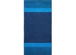 Saunatuch DYCKHOFF "Two-Tone Stripe", blau, B:100cm L:200cm, Walkfrottee, Obermaterial: 100% Baumwolle, Handtücher, Made in Germany, aus 100% Baumwolle, trocknergeeignet