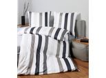 Bettwäsche JANINE "J. D.", grau, B/L: 135cm x 200cm, 1 Stk., 1 Stk., Mako-Satin, B/L: 80cm x 80cm, Mako-Satin, Obermaterial: 100% Baumwolle, Bettwäsche, Bettwäsche, mit Reißverschluss